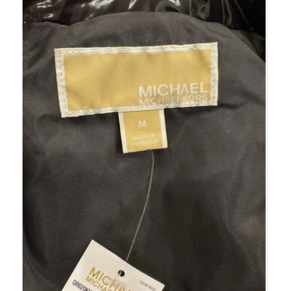 Michael Kors Women's Cire` Quilted Black Vest Full Zip Drawstring Waist Size L - Picture 7 of 7